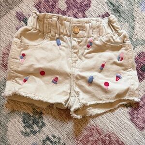 Baby Gap Ice Cream Embroidered Cream Shorts